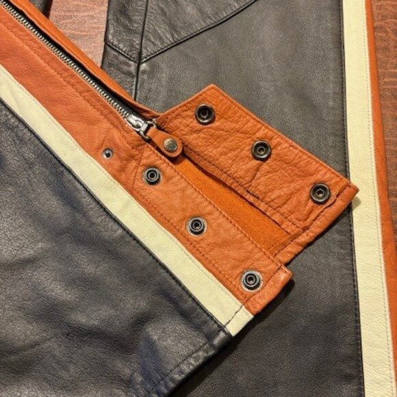 Woman's Harley Davidson Leather Chaps - Black and Orange - Size M - Picture 4 of 10
